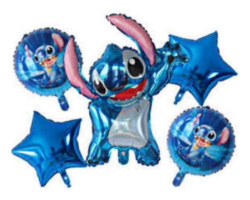 Stitch Globo Metálico Set 5 Piezas Decoración Cumpleaños