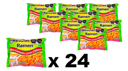 Caja Sopa Maruchan Ramen Sabor Camarón Limón Y Habanero 24pz