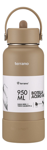 Botella Térmica Terrano 950ml. C/pico. Y Accesorios Color Arena