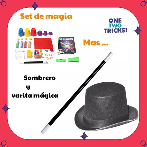 Kit De Magia Con Sombrero Y Varita Magica Set Para Niños