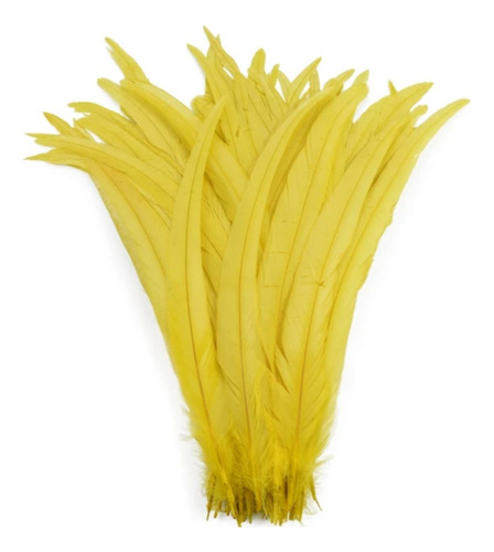 Paquete De Plumas De Gallo En Color Amarillo Con 30 Plumas