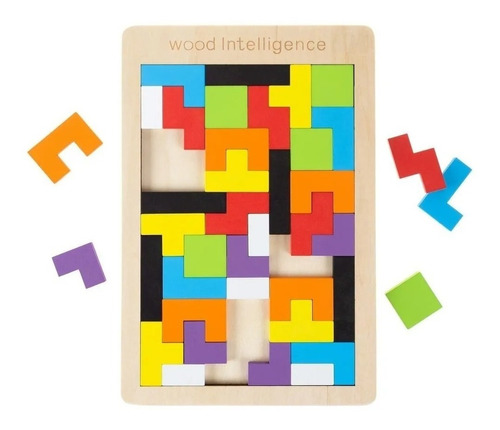 Tangram Tetris Juguete Didáctico Madera Montessori Mundocute