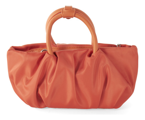 Bolsa Satchel Cloe Para Mujer Mini Nylon Color Naranja
