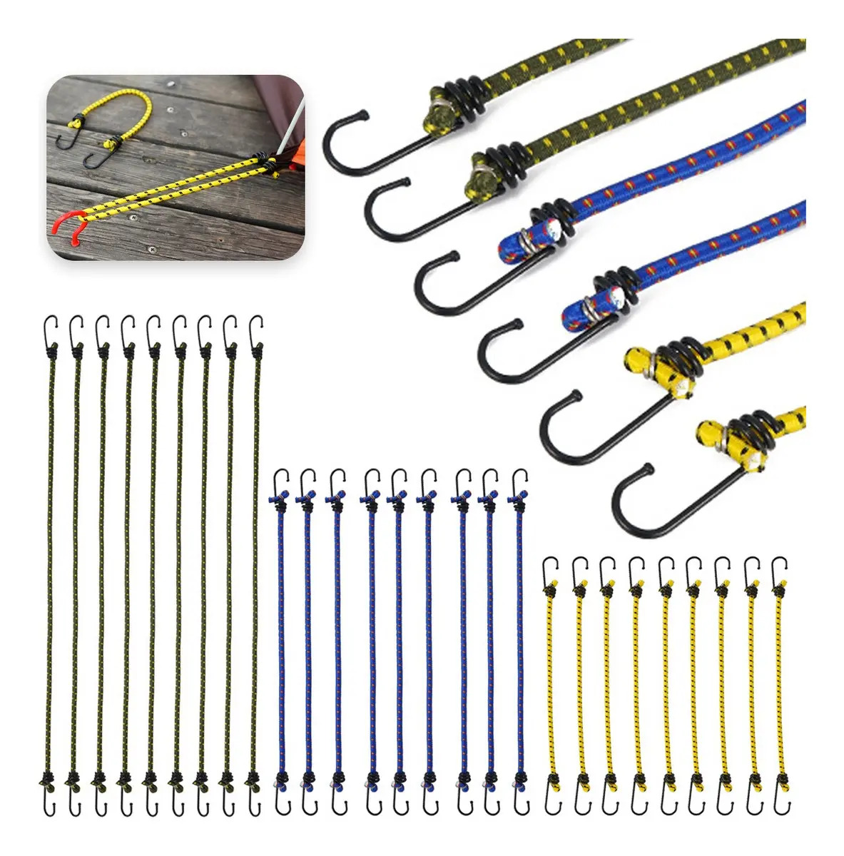 Tigmanerung 18pz tensor Goma Elastica Ganchos Sujecion Carga Equipaje Lonas