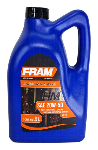 Garrafa Aceite De Motor Multigrado Fram Maf 20w50 Api-sl 5l 