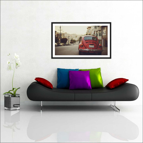 Quadro Carro Vintage Fusca Decoração Com Moldura Grande