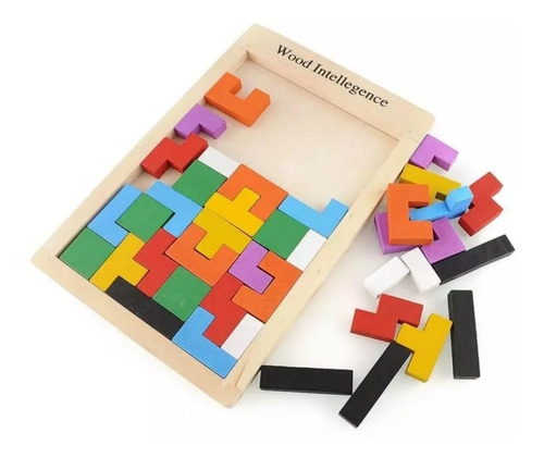  Tetris De Madera Puzzle Juego De Mesa 27 X 18 Cm /40 Piezas
