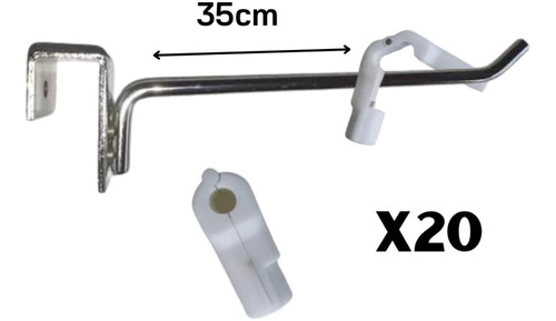 X20 Ganchos 35cm Para Barra + 20 Topes De Seguridad Vnz