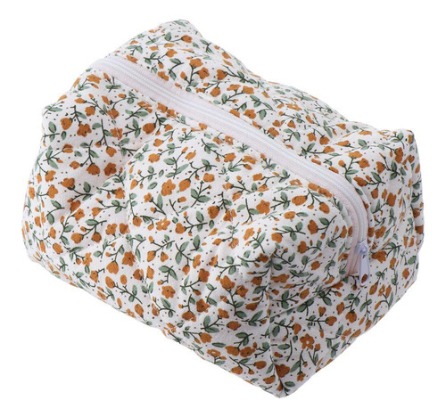 Bolsa De Maquillaje Acolchada Floral Con Estampado De Flores