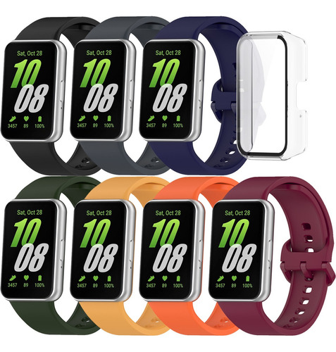 7 Correas Silicon + Pc Funda Mica Para Samsung Galaxy Fit3