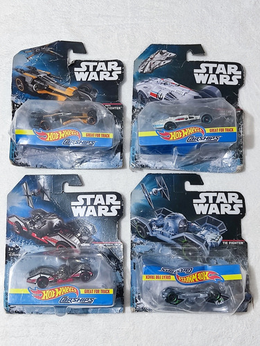 Lote 4 Carritos Hot Wheels Star Wars, Carships  2 Tie Fighte
