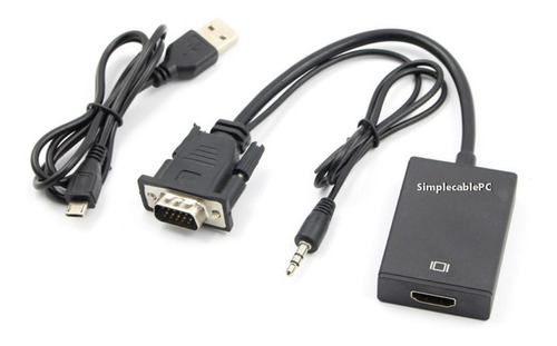 Convertidor Compatible Con Vga Macho A Hdmi Hembra Con Audio