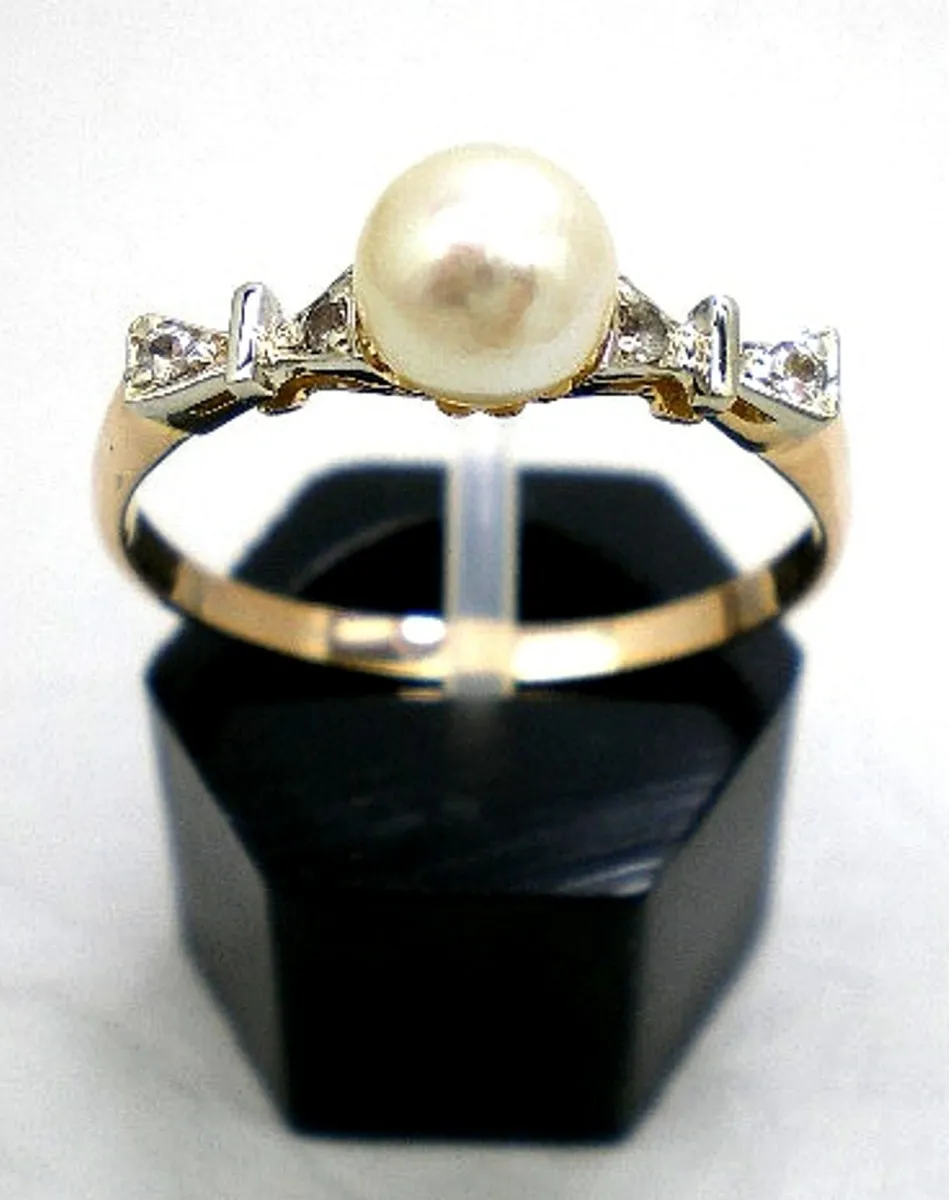 Anillo De Oro 18 Kt Perla Natural Y Zafiros Goldantiques