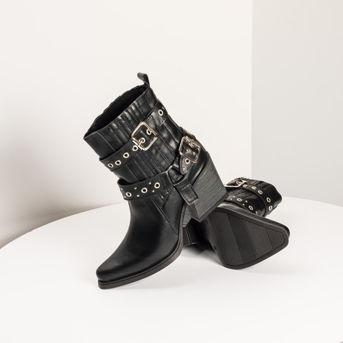 Botas Mujer Caña Media Eco Cuero Negro 36 Ar