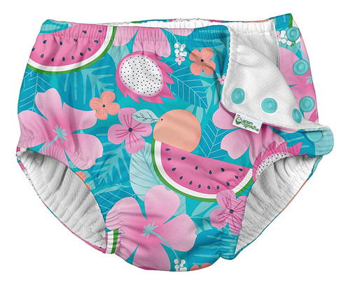 I Play Girls Reusable Absorbent Baby Swim Diapers Aqua Tropi