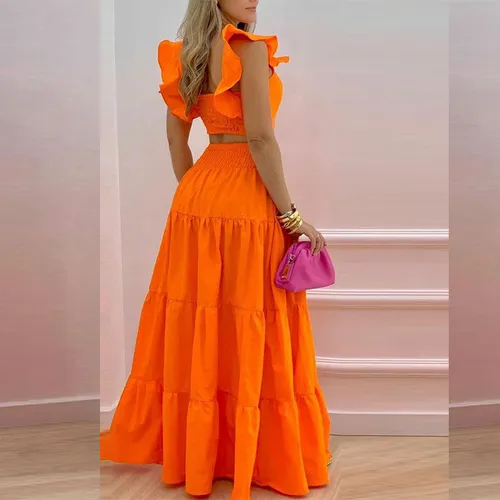 Vestido Suspens rio Feminino De Cor S lida Primavera Ver o