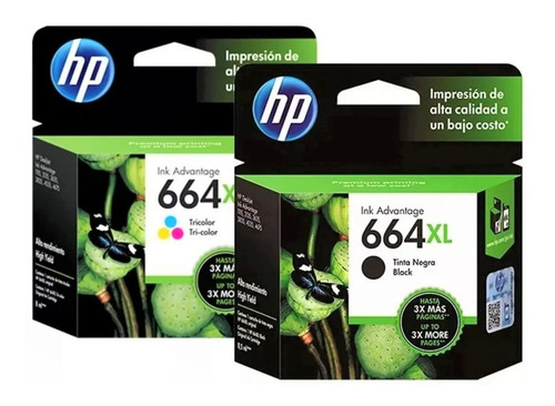 Imagen 9 de 10 de Pack Hp 664xl Negro Original F6v31al 1115 2135 2136 2138