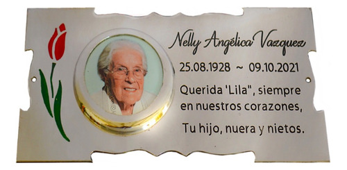 Placa Recordatoria Para Cementerio 20x10 Con Foto 6x6.