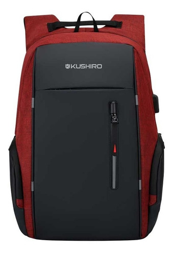 Mochila Antirrobo Porta Notebook Hombre Mujer Smart Celular Tablet Carga Usb Mochilas Color Bordó/Negro