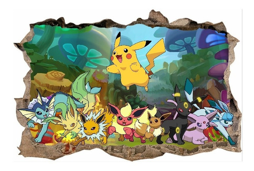 Vinilos Efecto Hueco 3d Pokemon - Cali - 1m X 60cm  