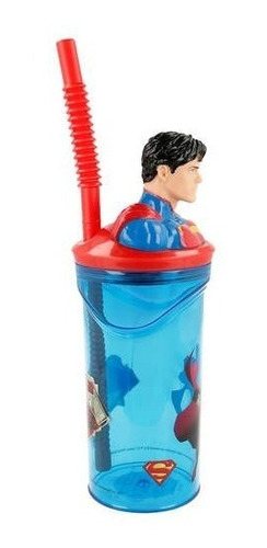 Imagen 2 de 3 de Vaso Con Figura 3d En La Tapa Superman 360 Ml