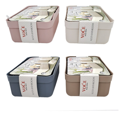 Set De Baño Dispenser Organizador Jabonera Portacepillos Beige
