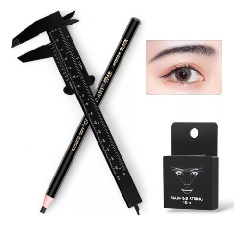 Kit Visagismo De Cejas Con Regla + Hilo De Mapping Y Lápiz