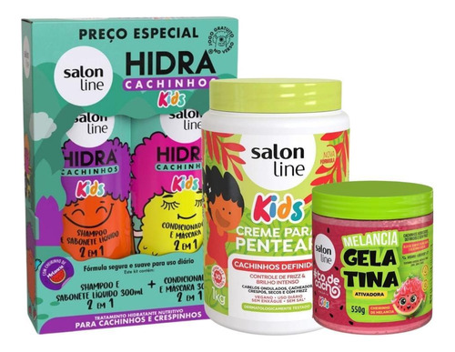 Kit Salon Line Hidra Cachinhos + Creme E Gelatina Melancia