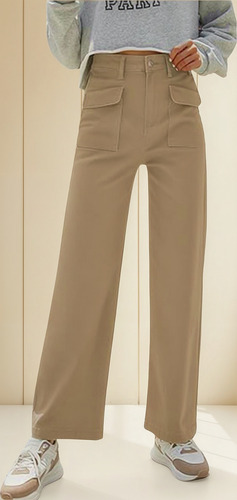 Pantalones De Traje De Color Liso, Pantalones Largos Para Mu