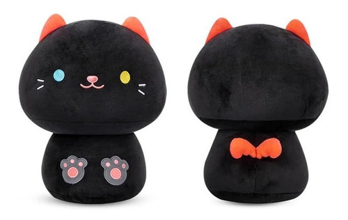 Peluche Gatito Negro Kawaii Almohada Adorable Esponjoso 35cm