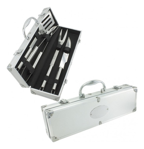 Set Bbq En  Aluminio Con Cuatro Utencilios Para Asados 