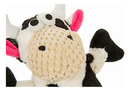 Godog Checkers Skinny Cow Squeaky Plush Dog Toy, Chew Guard