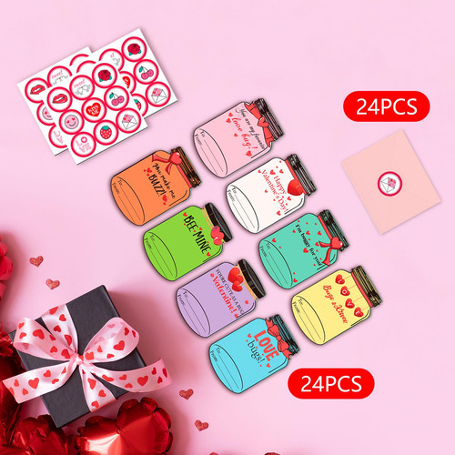 24 Tarjetas De San Valentín Divertidas Con Sobre Rosa