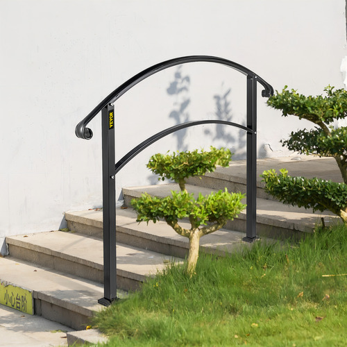 Vevor Barandal Pasamanos De Escalera 3 Pasos Hierro Forjado Color Negro
