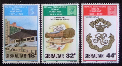 Gibraltar, Serie Sc. 505-07 Ingenieros 1987 Mint L10362