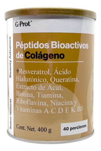 Péptidos De Colágeno Queratina 400 G Natural G-prot
