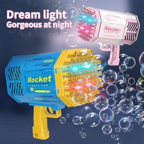 Pistola De Burbujas 40 Hoyos Doble Automática Rocket Bubble
