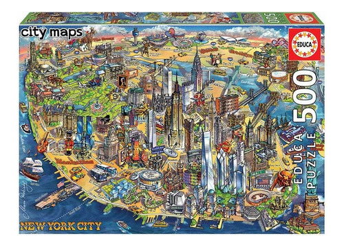 Puzzle Rompecabeza Educa Mapa De Nueva York 500 Pz 18453