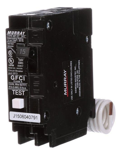 Disyuntor Unipolar Tipo Mp-gt2 Gfci 15 Amp