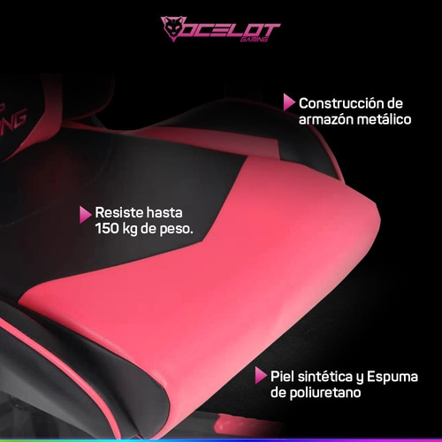 Silla Gamer Ergonómica Reclinable Ocelot Ogs 150kg C/cojines