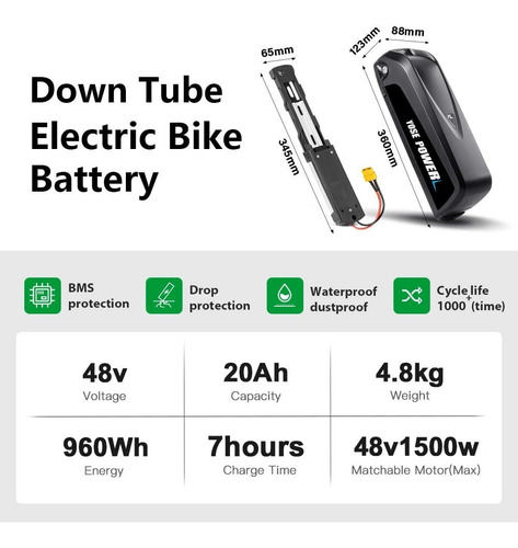 Imagen 1 de 1 de Power Bateria Electrica Para Bicicleta Ah Motor Ion Luz