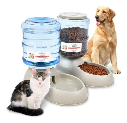 Pack2 Dispensador Automatico Alimento + Agua Mascotas Oferta