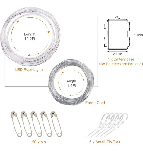 Luces Led De Platillo, 31 Luces Led Con Control Remoto Y 8 M