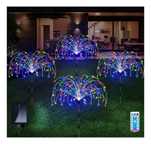 Decoración Navideña Fuegos Artificiales Con Luz Solar 4pcs