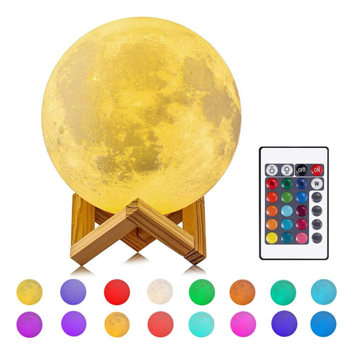 Lámpara Luna 3d, Salandens 16 Colores Led Luz Luna, 15cm Lam