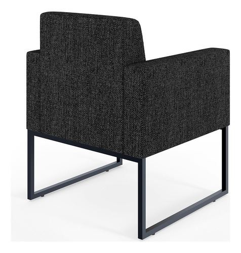 Kit 03 Poltronas Decorativas para Sala Recepção Base Fixa Metal Helô L02 Linho Chumbo
