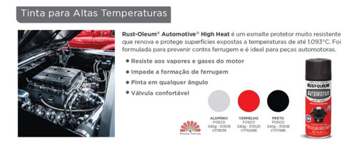 Kit 6x Spray Preto Fosco Alta Temperatura 1093 Oc Rust Oleum