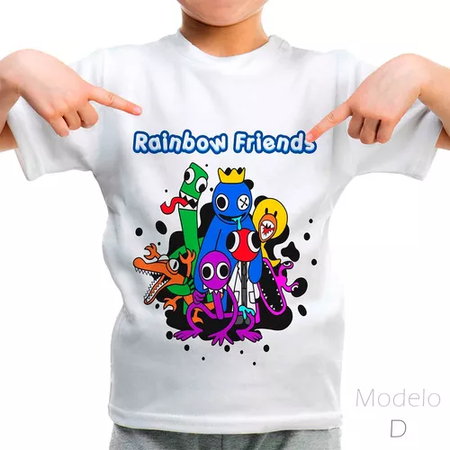 Camiseta Infantil Azul Babão Blues Rainbow Friends Roblox