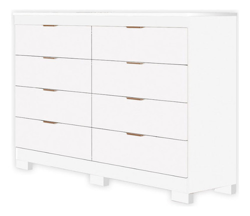 Cômoda Isadora 8 Gavetas Em Mdf Premium Kit De Pés Tuboarte Cor Branco