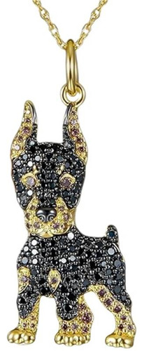 Collar Colgante Animal Perro Doberman Cristal Joyería 